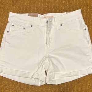 Levi's Women's Mid Length White Jean Shorts